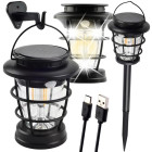 Saulės energija įkraunamas LED sodo ir stovyklavimo žibintas su USB įkrovimu, judesio ir sutemų jutikliais, 56 cm