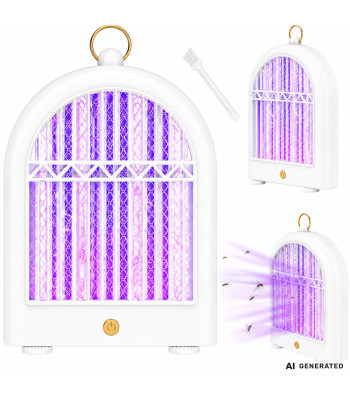 Elektrinė UV lempa nuo uodų, musių ir kitų vabzdžių, įkraunama per USB, 2 šviesos režimai, 2000V, 29cm x 19cm x 6cm