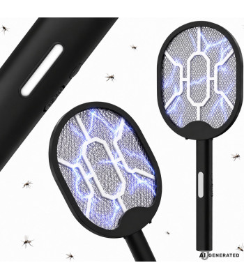 Elektrinė vabzdžių raketė su UV lempa, sulankstoma, juoda, 2W1, 50 cm