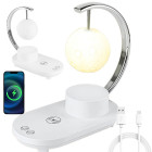 RGB mėnulio formos naktinė lempa su indukciniu įkrovikliu, USB ir Bluetooth garsiakalbiu, 10W, 28cm x 25cm x 13cm