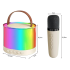 Karaoke rinkinys su 2 belaidžiais mikrofonais ir nešiojamąja „Bluetooth“ kolonėle su RGB apšvietimu – K52