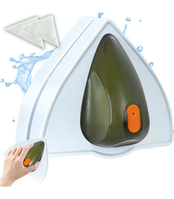 Dvipusė magnetinė langų valymo šluostė su guminiu valytuvu, kempinėle ir apsaugine virvele, 16 × 13,5 × 4,5 cm
