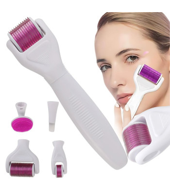 Mikroadatinis masažuoklis (derma roller) veidui, kaklui ir kūnui, 6 viename, 15 cm
