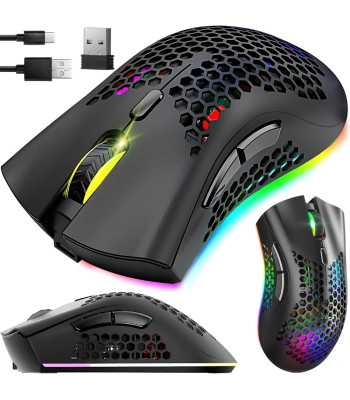 Belaidė žaidimų pelė su optiniu jutikliu ir RGB apšvietimu, 2,4 GHz