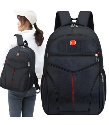 Miesto, mokyklinė ir sportinė kuprinė jaunimui su 3 skyriais, juoda, 15 L, 45 × 28 × 12 cm