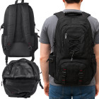 Juoda turistinė kuprinė kelionėms ir žygiams su USB jungtimi, 35L, 54cm x 40cm x 32cm