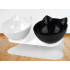 Dvigubas plastikinis dubenėlių rinkinys šunims ir katėms ant stovo, 2 × 400 ml, 25 × 13 cm