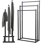 Loft stiliaus metalinis rankšluosčių stovas, juodas, 3 skersiniai, 66 cm / 76 cm / 86 cm