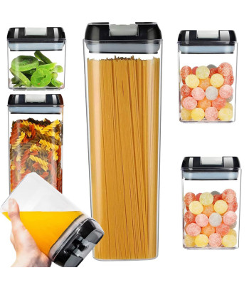 Virtuvinių maisto produktų indelių rinkinys su sandariais dangteliais, 5 vnt.