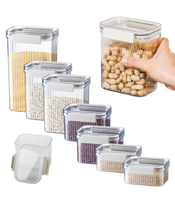 Virtuvinių maisto produktų laikymo indų rinkinys su silikoninėmis tarpinėmis, 7 vnt.