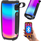 Nešiojamasis belaidis „Bluetooth“ boomboksas su RGB apšvietimu, FM radiju, USB ir AUX, 18cm x 8,5cm x 8,5cm