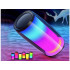 Nešiojamasis belaidis „Bluetooth“ boomboksas su RGB apšvietimu, FM radiju, USB ir AUX, 18cm x 8,5cm x 8,5cm