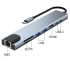 USB-C šakotuvas su HDMI, USB-A, USB-C, SD, TF ir RJ45 jungtimis, 8 viename