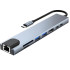 USB-C šakotuvas su HDMI, USB-A, USB-C, SD, TF ir RJ45 jungtimis, 8 viename