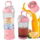 Nešiojamas belaidis USB kokteilių trintuvas su ledo smulkinimo funkcija, rožinis, 600 ml