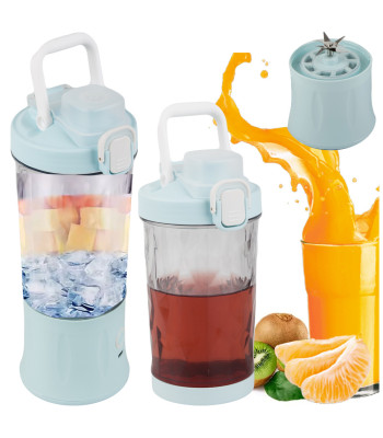 Nešiojamas belaidis USB kokteilių trintuvas su ledo smulkinimo funkcija, mėlynas, 600 ml