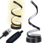 Spiralinė LED stalinė lempa, 3 šviesos spalvos, USB, reguliuojamas ryškumas, 10cm x 25cm