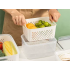 Virtuvinių maisto laikymo indų rinkinys su išimamais krepšeliais ir silikoninėmis tarpinėmis, 4 vnt.