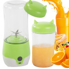 Nešiojamas belaidis USB kokteilių trintuvas su dangteliu, žalias, 350 ml