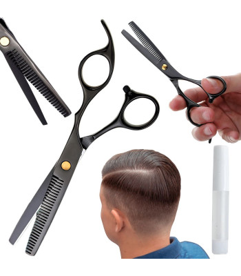 Profesionalios plaukų retinimo žirklės, juodos, 17 cm
