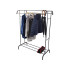 Pastatoma metalinė drabužių kabykla su lentyna batams, juoda