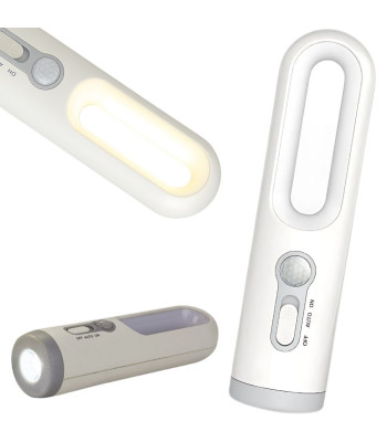 LED naktinė lemputė su judesio jutikliu ir žibintuvėlio funkcija, belaidė, įkraunama USB, 17 × 4,5 cm