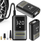 Elektrinė oro pompa-kompresorius dviračiams, automobiliams ir motociklams su LED žibintuvėliu bei LCD ekranu, 10 bar