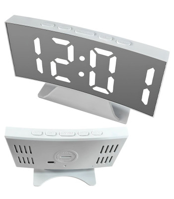 Skaitmeninis LED laikrodis su žadintuvu ir termometru, veidrodiniu ekranu, USB, pastatomas, 14,5 × 9 × 1,5 cm