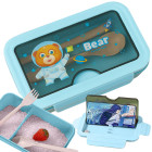 Pietų dėžutė su skyreliais ir stalo įrankiais, 1 l, 21 × 12,5 × 7,5 cm