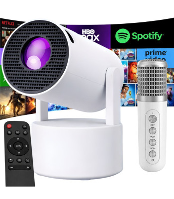 Išmanusis LED projektorius su Android TV, Wi-Fi, garsiakalbiu ir Bluetooth mikrofonu HY-300 PRO