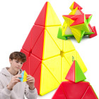 Edukacinė loginė piramidės formos kubo dėlionė „Pyraminx“, 9,5 cm x 9,5 cm x 9,5 cm