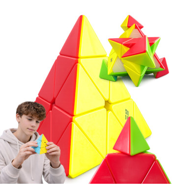 Edukacinė loginė piramidės formos kubo dėlionė „Pyraminx“, 9,5 cm x 9,5 cm x 9,5 cm