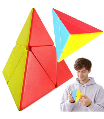 Edukacinė loginė sukamoji piramidės formos dėlionė „Pyraminx“, 9,5 cm x 9,5 cm x 9,5 cm