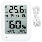 Meteorologinė stotelė su LCD ekranu, termometru, laidiniu zondu, higrometru ir magnetu, vidaus ir lauko temperatūrai, 8,5 × 6,5 cm