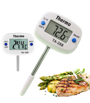 Skaitmeninis virtuvinis termometras su LCD ekranu ir nerūdijančiojo plieno zondu, 8 × 4,5 × 2,5 cm