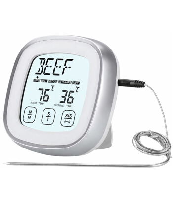Skaitmeninis virtuvinis mėsos termometras su zondu ir jutikliniu LCD ekranu, 17,5 × 17,5 × 2,5 cm