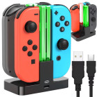 Įkrovimo stotelė keturiems valdikliams su LED indikatoriais, Nintendo Switch Joy-Con