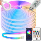 Neoninė RGB LED juosta su Bluetooth valdymu ir nuotolinio valdymo pultu, 10 m