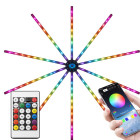 RGB LED dekoratyvinė „fejerverkų“ lempa su programėle ir nuotolinio valdymo pulteliu, lipni