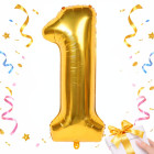 Auksinis folinis balionas skaičiaus 1 formos, 26 colių (apie 66 cm)