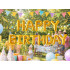 Auksinė folinių balionų girlianda „Happy Birthday“, 13 vnt.