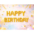 Auksinė folinių balionų girlianda „Happy Birthday“, 13 vnt.