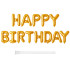 Auksinė folinių balionų girlianda „Happy Birthday“, 13 vnt.