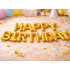 Auksinė folinių balionų girlianda „Happy Birthday“, 13 vnt.