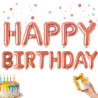 Folijiniai balionai „Happy Birthday“, rožinė gimtadienio girlianda, 13 vnt.