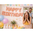 Folijiniai balionai „Happy Birthday“, rožinė gimtadienio girlianda, 13 vnt.