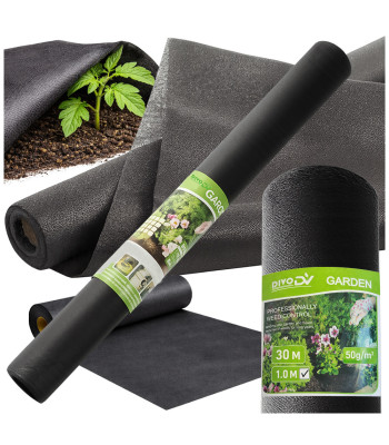 Juoda mulčiuojamoji agrotekstilė DIVODV, 50 g/m², 1 × 30 m