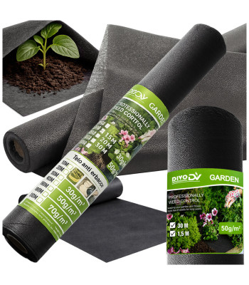 Juoda mulčiavimo agrotekstilė DIVODV, 50 g/m², 1,5 m x 30 m