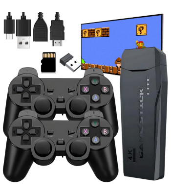 Retro žaidimų konsolė televizoriui su belaidžiais valdikliais ir HDMI, 20 000 žaidimų, 64 GB kortelė