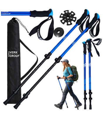 Trekkingo ir šiaurietiškojo ėjimo lazdos VERK GROUP su antgaliais ir dėklu, 62–137 cm